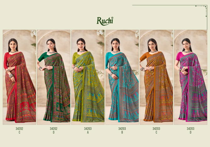 Vivanta Silk 35 By Ruchi Silk Crepe Printed Wholesale Sarees In India